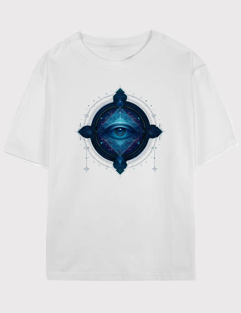 Ethereal Sight No. 11 - Unisex Neon Sacred Geometry Third Eye Tee | Digital Utopia Series by Ryu Tanaka image 0