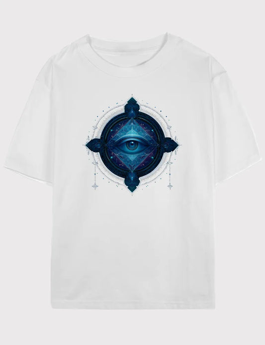 Ethereal Sight No. 11 - Unisex Neon Sacred Geometry Third Eye Tee | Digital Utopia Series by Ryu Tanaka image 0