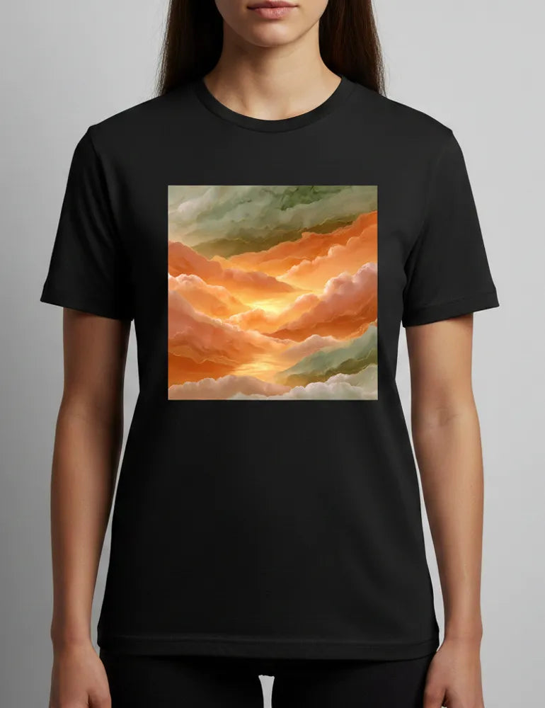 Golden Hour Reflection No. 12 - Unisex Mediterranean Sunset Watercolor Tee | The Liquid Light Series image 2