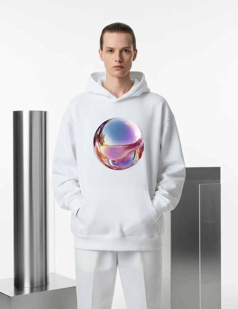 Iridescent Echo No. 05 - 3D Holographic Chrome Hoodie | The Liquid Light Series image 4