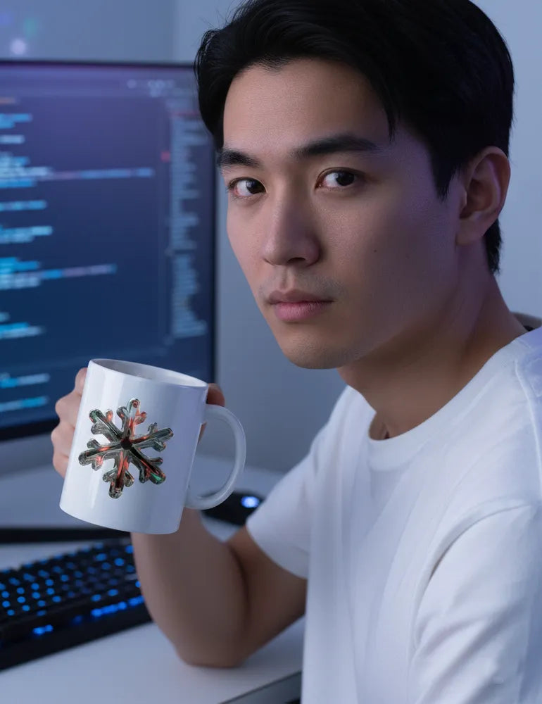 Chrome Snowflake No. 01 - 3D Iridescent Art Cap | 420G Heavyweight | Ryu Tanaka Artist Series image 2