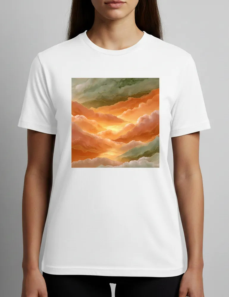 Golden Hour Reflection No. 12 - Unisex Mediterranean Sunset Watercolor Tee | The Liquid Light Series image 3