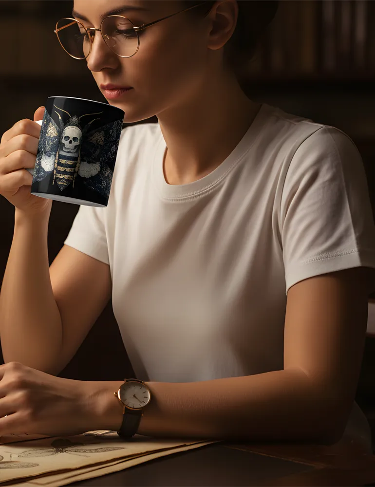 Silent Witness No. 08 - Death's-head Hawkmoth Art Mug | Seraphina Black Artist Series image 2