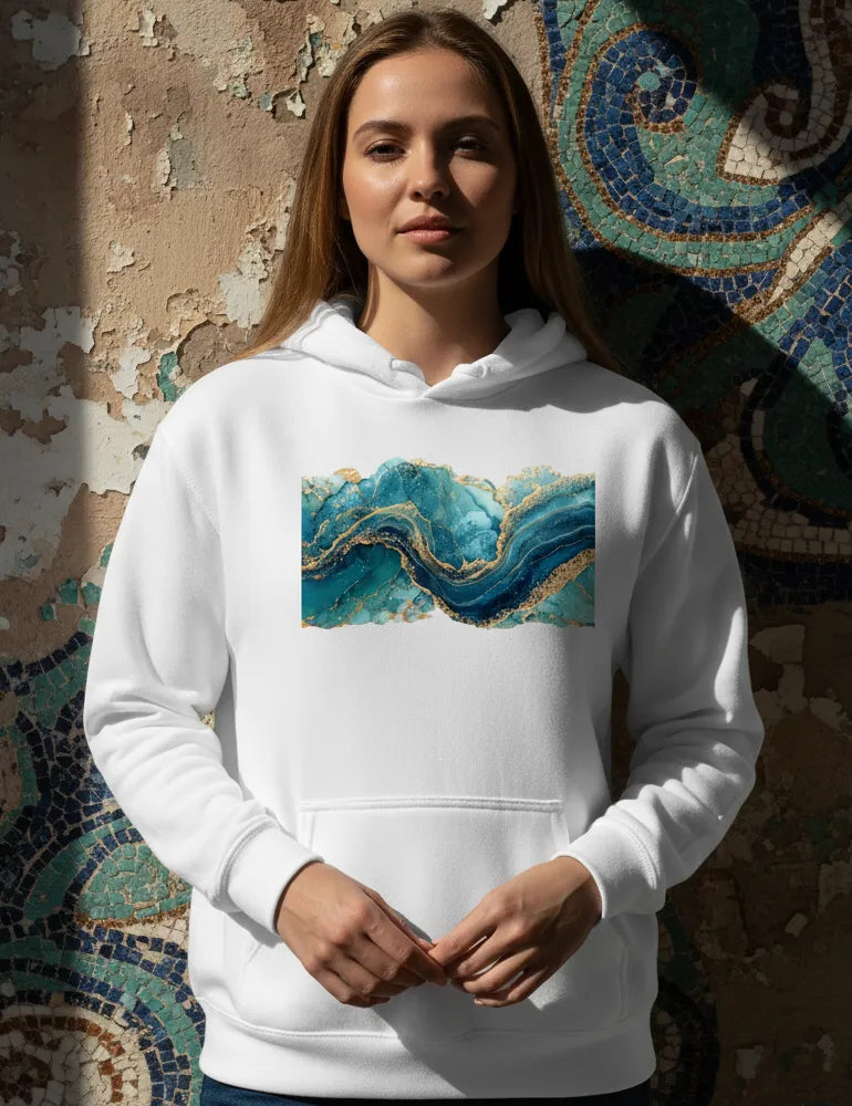 Mosaic Soul No. 10 - Deconstructed Mediterranean Art Hoodie | The Liquid Light Series image 5