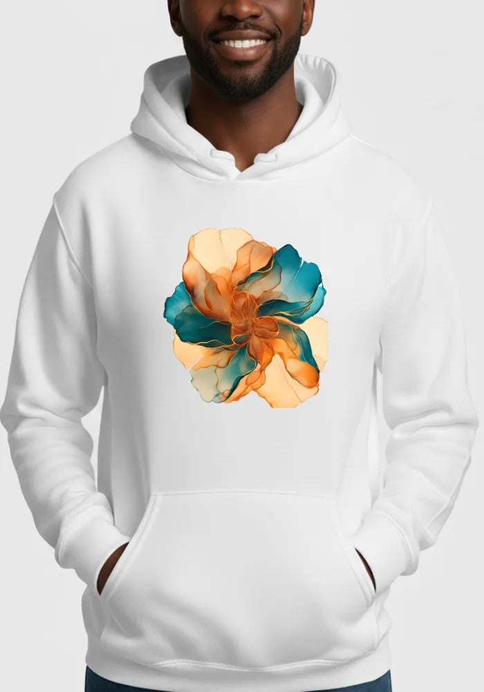Solar Flare No. 01 - Abstract Mediterranean Fluid Art Hoodie | The Liquid Light Series image 3