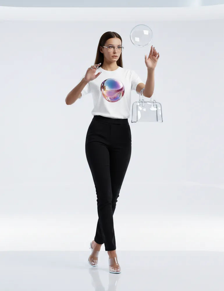 Iridescent Echo No. 05 - Unisex 3D Holographic Chrome Tee | Ryu Tanaka Signature Series image 6