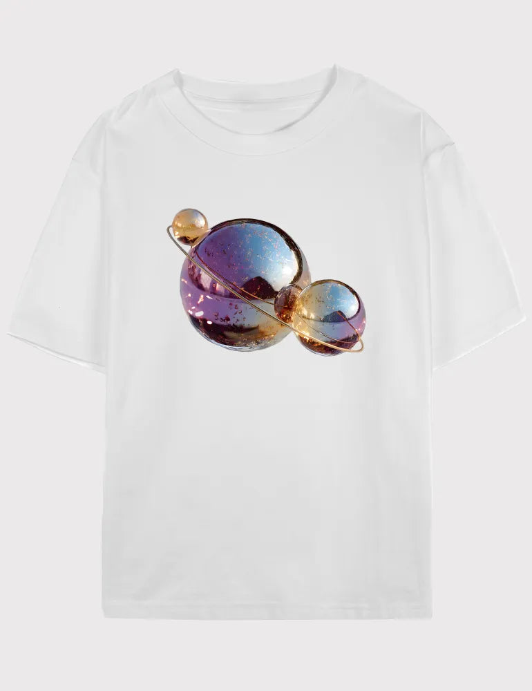 Liquid Orbit No. 04 - Unisex Holographic Chrome Sphere Graphic Tee | The Digital Utopia Series by Ryu Tanaka image 0
