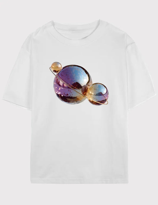 Liquid Orbit No. 04 - Unisex Holographic Chrome Sphere Graphic Tee | The Digital Utopia Series by Ryu Tanaka image 0
