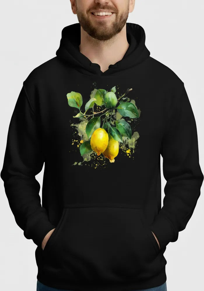 Citrus Solstice No. 11 - Fresh Mediterranean Watercolor Hoodie | Elara Vane Artist Series image 0