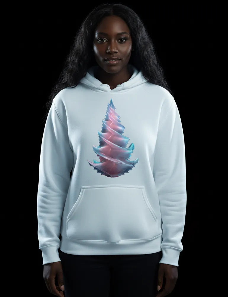 Radiant Spiral No. 02 - Frosted Glass 3D Tree Hoodie | Ryu Tanaka Signature Series image 5