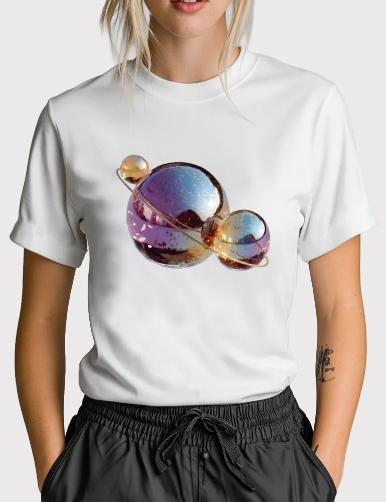 Liquid Orbit No. 04 - Unisex Holographic Chrome Sphere Graphic Tee | The Digital Utopia Series by Ryu Tanaka image 1