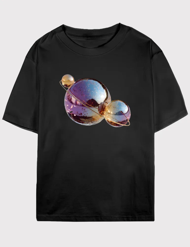 Liquid Orbit No. 04 - Unisex Holographic Chrome Sphere Graphic Tee | The Digital Utopia Series by Ryu Tanaka image 2