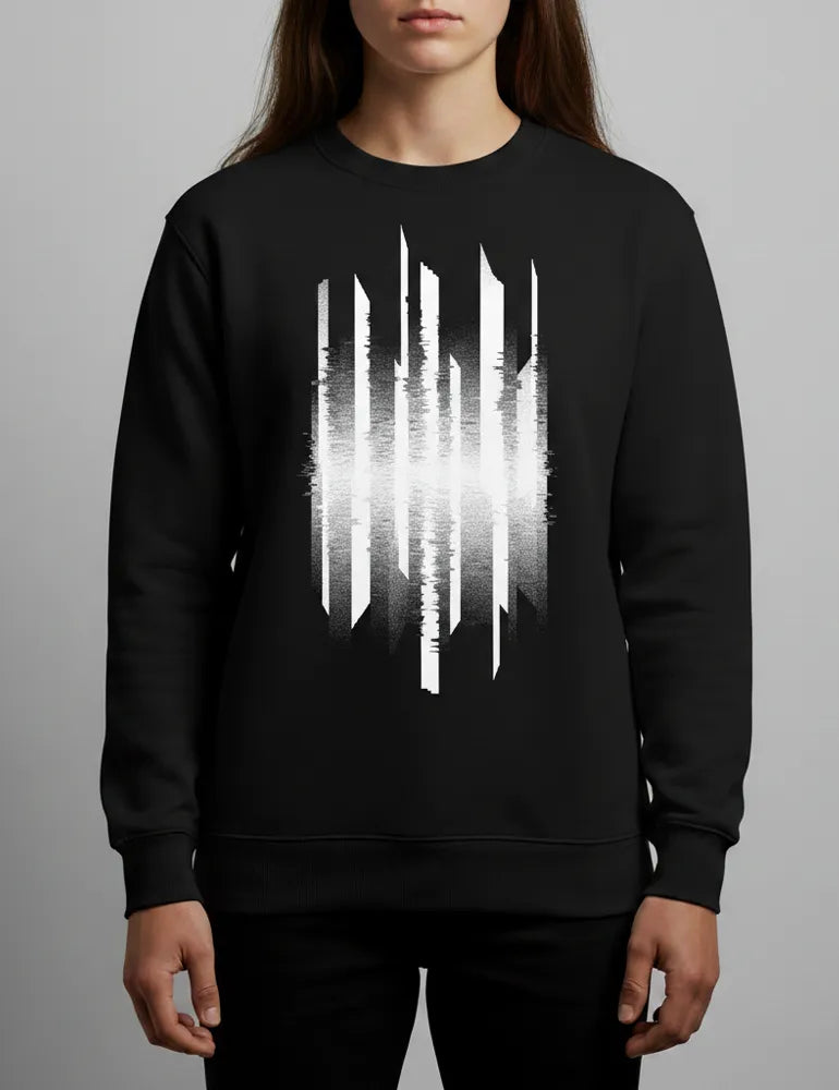 Vertical Interference No. 04 Crewneck Sweatshirt - Cyberpunk Glitch Abstract image 2