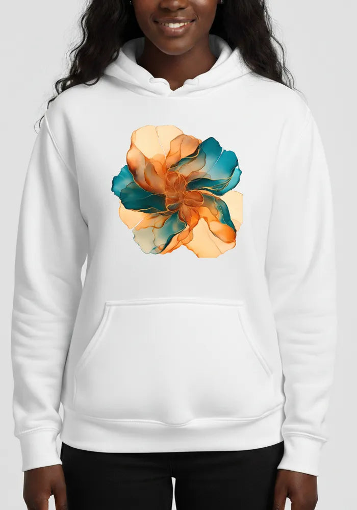 Solar Flare No. 01 - Abstract Mediterranean Fluid Art Hoodie | The Liquid Light Series image 1