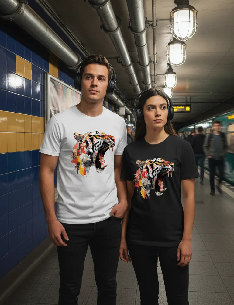 Predator Anthem No. 03 - Unisex Tiger Collage Street Art Tee | The Debris Series by Kaelo X image 5