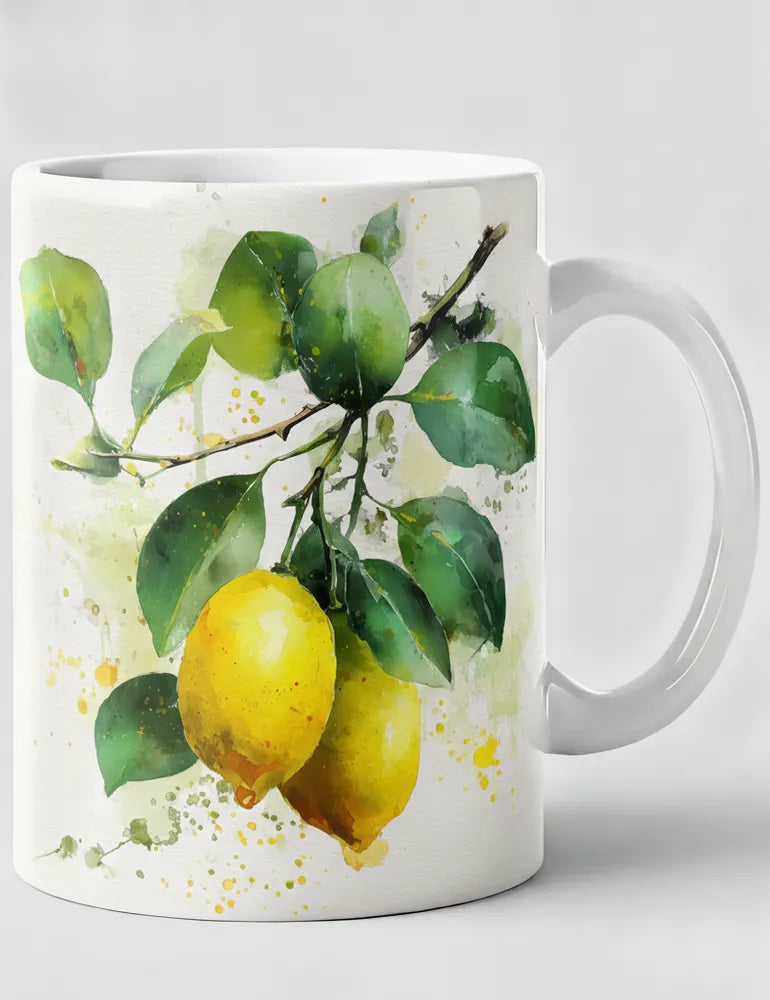 Citrus Solstice No. 11 - Mediterranean Lemon Watercolor Art Mug | Elara Vane Artist Series image 0